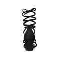 thumbnail image 2 of BLISSFUL STEP Lace Up Strappy Block Mid Heels Sandals for Women Black (Size 5), 2 of 7