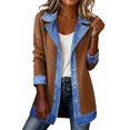 thumbnail image 3 of ClodeEU Women's Notch Lapel Corduroy Jacket,Long Sleeve Button Front Coat Khaki,Womens Plus L, 3 of 6