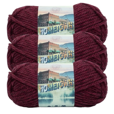 Lion Brand Yarn Hometown Norfolk Merlot Basic Super Bulky Acrylic Red Yarn 3 Pack