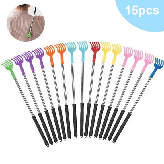 EEEkit 15pcs Portable Back Scratchers, 16.5" Long Handled Claw Massager, Stainless Steel Travel Scratchers for Itching Relief