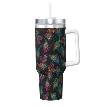 

Tideii Feathers And Butterflies for 40OZ Ice Cup Stainless Steel Heat-insulating and Cold-insulating Water Cup with Handle Suitable for Indoor and Outdoor Activities
