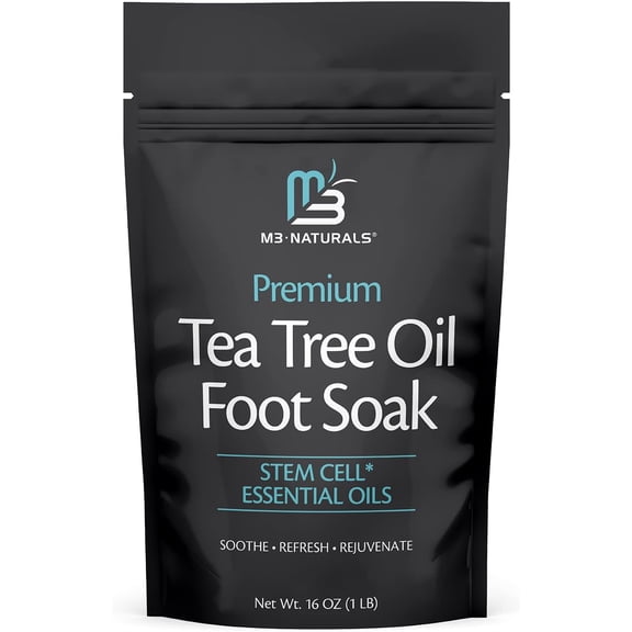 M3 Naturals Tea Tree Oil Foot Soak with Epsom Salt, Dead Sea Salt, and Essential Oils, 16 oz