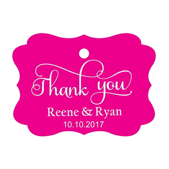 100 PCS Thank You Custom Made Hang Tags Personalized Wedding Favor Gift Paper Tags