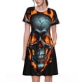 thumbnail image 1 of Disketp Flame Metal Skull para Vestido de Manga Corta para Mujeres, Vestidos de Verano para Mujeres, Casual y Holgado para la Playa, 1 of 6