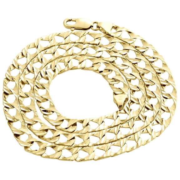 10K Yellow Gold Solid Matte Diamond Cut Fancy Cuban Link Chain 8mm Necklace 26"