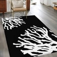thumbnail image 3 of Coral Black Large Area Rugs for Bedroom Living Room, Non Slip Carpet Bedside Rug, Coastal White Ocean Marine Nautical Beach Rectangular Floor Cover Kitchen Accent Rug 4'x6' for Dining Room/Office, 3 of 9