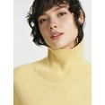 thumbnail image 4 of Women High Neck Sweater Chunky Long Sleeve Knitted High Low Hem Trendy Fall Winter Jumper Blouse Lemon Yellow L, 4 of 10