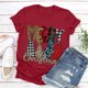 thumbnail image 5 of Puntoco Mujer Casual Cuello Redondo Manga Corta Árbol De Navidad Impreso Camiseta Top Puntoco Puntoco-4277, 5 of 6
