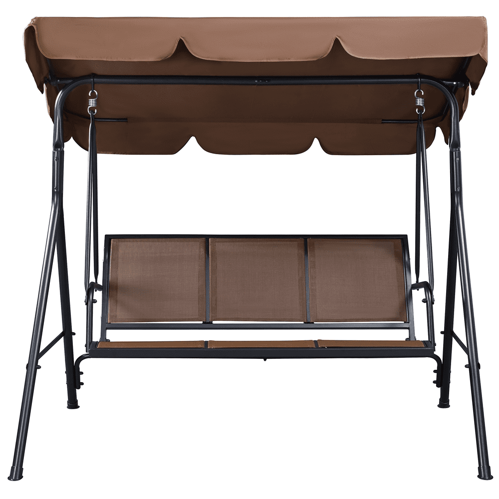 Renwick 3-Seat Outdoor Patio Swing Chair with Adjustable Canopy, Dark Brown
