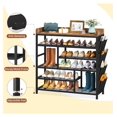 thumbnail image 5 of BNHHYYDS Metal Shoe Rack Entryway - 6 Tier 22 Pair Shoe Organizer - Wooden Top & Side Pockets - Black, 5 of 7
