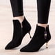thumbnail image 2 of NECHOLOGY Botas Mujer Adulto Femenino Zapatos Botines para mujer Mujer Otoño e Invierno Tacones De Felpa Simples Y Sólidos Versátiles Punta Puntiaguda Tacones Botas Al Tobillo (Black, 8), 2 of 7