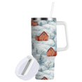 thumbnail image 2 of 40 oz Insulated Stainless Steel Tumbler Double Wall Stainless Steel Tumbler with 2-Way Drinking Watercolor Red Bar Pattern, 2 of 9