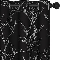 Deconovo Tree Branches Pattern Blackout Curtains, Thermal Insulated Room Darkening Drapes for Bedroom and Living Room, Black, 42W x 84L Inch, 2 Panels