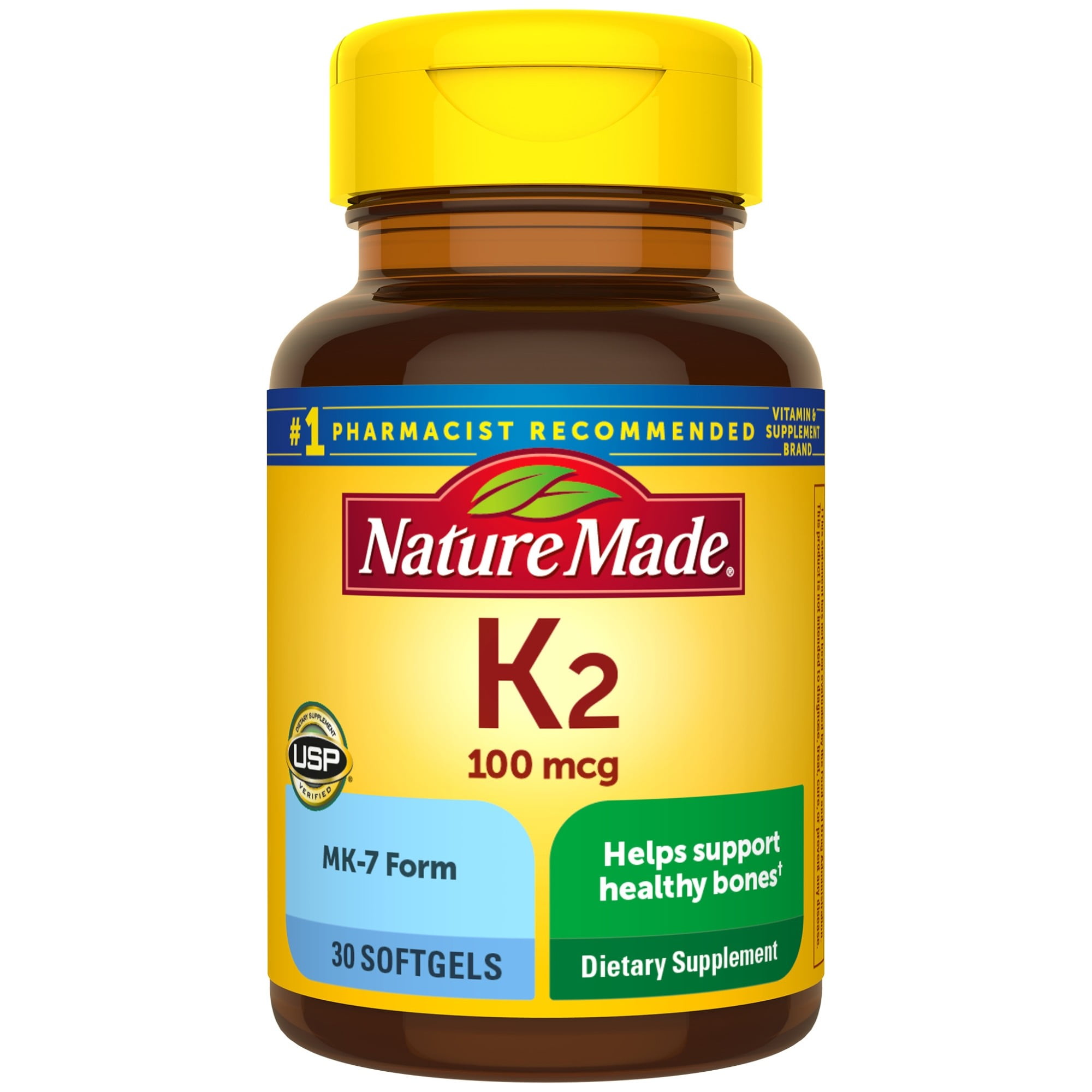 Nature Made Vitamin K2 100 mcg Softgels, 30 Count for Bone ...