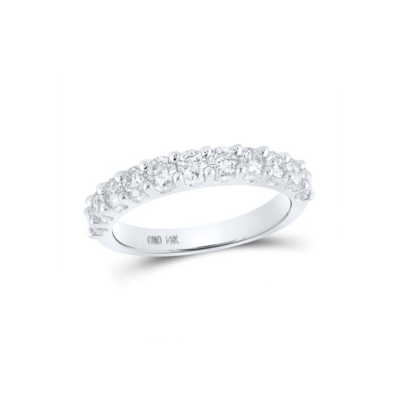 14kt White Gold Womens Round Diamond Wedding Band 1 Cttw