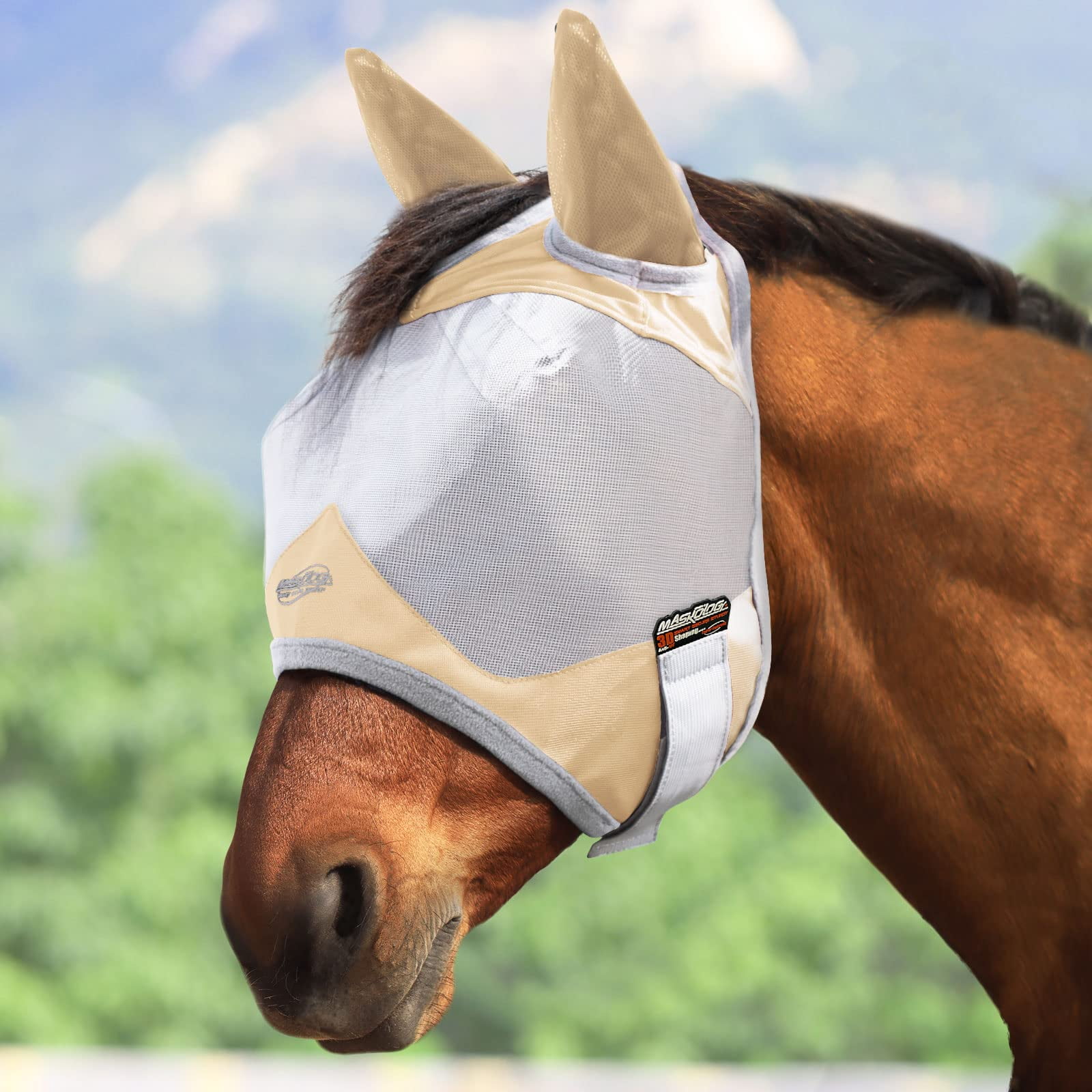 Maskology Horse Fly Mask Standard with Ears UV Protection for Horse