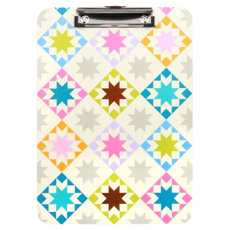 Pen+Gear Fashion Clipboard, Multicolor Geometric Quilt