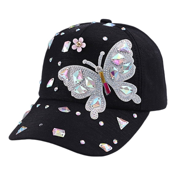 Bovemsi Sun Hats for Women Sequins Baseball Cap Adjustable Breathable Sports Womens Mens Wide Brim Black
