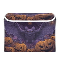 WOBOGO Halloween Bat Large Collapsible Storage Box Flip Lid Fabric Decorative Organizer Container Basket with Handles 16.5×12.6×11.8in