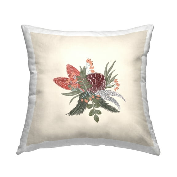 Stupell Industries Casual Cottage Botanical Blooms Flower Buds Design by Birgit Maria Kiennast Throw Pillow