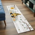 thumbnail image 4 of Bees Dwarfs Runner Rugs 2x6 ft Springs White Daisy Branch Wood Striped Washable Hallway Rugs Non-Slip Floor Mats Absorbent Carpet Bedside Runners for Bedroom Kitchen Bathroom Laundry Room, 4 of 9