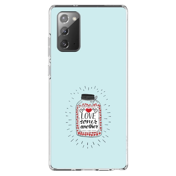 DistinctInk Clear Shockproof Hybrid Case for Galaxy Note 20 ULTRA (6.9" Screen) - TPU Bumper, Acrylic Back, Tempered Glass Screen Protector - Love One Another - Heart / Jar