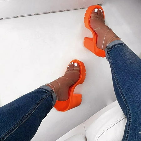 

Sandals Women Women S Heels Zippered Waterproof Platform High Heels Shoes Sandals Womens Sandals Pu Orange 42