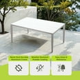 thumbnail image 4 of Miekor Furniture Outdoor Patio Aluminum 40"x70" Two-tone Table Top Rectangle Dining Table with Tapered Feet & Umbrella Hole, Matte White& Grayish 66694, 4 of 6