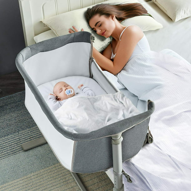 RONBEI 2 1 Bassinet Bedside Sleeper Adjustable Bassinet Portable Bedside Crib Easy to Assemble Bassinets for Newborn Infants Gray - Walmart.com
