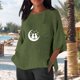 thumbnail image 4 of Xuyuer Women's Imitation Linen 3/4 Sleeve Blouse Crew Neck Summer Casual Tops Loose Fit Plus Size Tops Loose T Shirts Tunic Tops Shirts for Women Oversized Pocket T-shirt Fashionable Top, 4 of 6