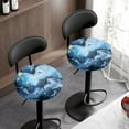 thumbnail image 3 of ZIATUBLE Blue Marble Stripes Chairs Decorative Cover Elastic Stool Cushion Covers Circle Size S Universal Stool Covers Chair Slipcovers Set 2 Piece Polyester Round Stool Slipcover, 3 of 6