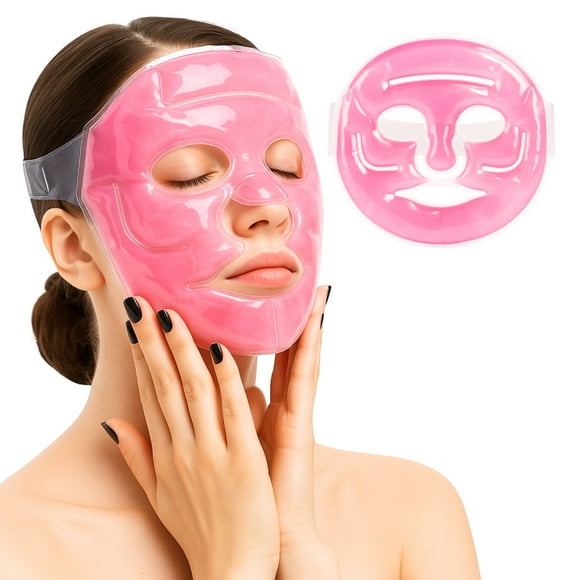 Mascarilla de Gel Frío y Calor para Ojos y Cara | Reutilizable, Suave y Ajustable | Alivio para Migrañas, Ojos Hinchados, Estrés y Dolor | Color Rosa