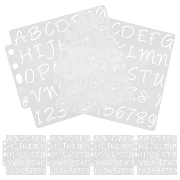 Masteelf 6pcs Alphabet And Number Stencils Durable Plastic Templates For Lettering Embroidery And Wood Burning For Diy Enthusiasts