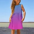 thumbnail image 2 of Jamsmile Toddler Girls Dress Summer Sleeveless Gradient Print A Line Dress Beach Casual Tunic Basic Shirts Party Dresses, 2 of 5