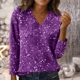 thumbnail image 2 of VISALY Sequin Tops Womens Tees Glitter Sparkly Dressy Shirts Trendy Tunic Tshirts Pullover Top Cocktail Party Dressy Tops for Womens Peplum Top V Neck Shirts for New Years Eve Purple M, 2 of 9