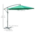 thumbnail image 3 of Outsunny 10ft Offset Patio Umbrella with Base, Hanging Parasol, Green, 3 of 10