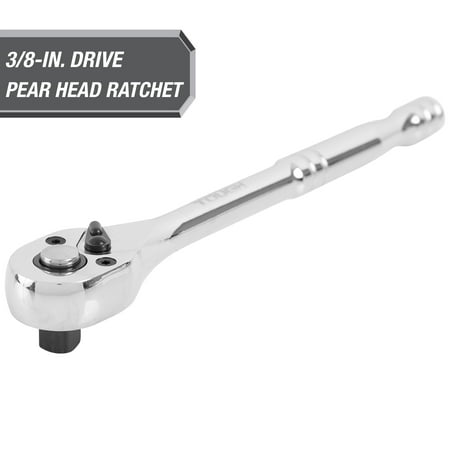 Hyper Tough 3/8-inch, 72-Tooth Pear Head Ratchet, Chrome