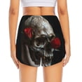 thumbnail image 2 of Lsque Realistic Rose Skull Printed Women's Running Shorts with Liner Pockets,Elastic Quick Dry Workout Athletic Gym Yoga Shorts,Womens High Waist Shorts-Large, 2 of 9