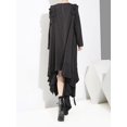 thumbnail image 3 of Femmes Noir Ourlet Irrégulier Volants Robe Col Rond Manches Longues Ample Coupe Mode Marée Printemps Automne, 3 of 15