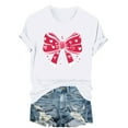 thumbnail image 6 of AUNVITO Women's Valentine's Day T-Shirt Bow Detail Print Round Neck Short Sleeve Casual and Fashionable, 6 of 6