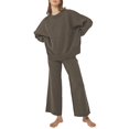 thumbnail image 1 of Suéter y pantalones Lounge Set Pink Queen para mujer, gris y marrón, 1 of 7