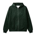 thumbnail image 3 of Women's Leopard Print Long Sleeve Zip Up Hoodie Loose Fit Pullover With Pockets, Casual Hooded Sweatshirt For Daily Wear, 3 of 5