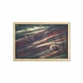 thumbnail image 1 of Outer Space Wall Art with Frame, Planets over Nebula Gas Cloud Space Galaxy Star Illustration, Printed Fabric Poster for Bathroom Living Room, 35" x 23", Dried Rose Ivory, by Ambesonne, 1 of 2