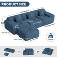thumbnail image 3 of Hawsaiy 122" Modern L-Shaped Modular Sectional Sofa with Ottoman, 4-Seater Convertible Cloud Couch, Chenille Fabric, No Assembly Required, Dark Blue, 3 of 13