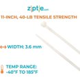 thumbnail image 2 of Attache de Câble Multi-Usage Naturel 11 Pouces, Résistance à la Traction 40 Lb, UL 21 Listed, Lot de 500, 2 of 2
