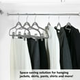 thumbnail image 6 of Closet Accessories, Velvet hangers, non-slip ultra slim space saving hanger, with notches, tie bar, and swivel hooks, 30 pack, with bonus 20 matching velvet finger clips. (Grey [Charcoal])), 6 of 7