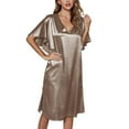 2024 Pajamas for Women Solid Color Female Ice Silk Nightdress Summer