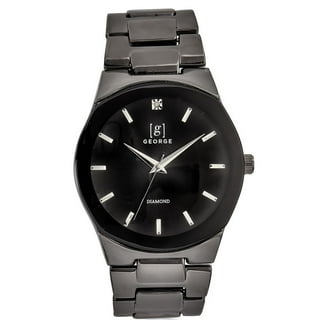 George Men's Gunmetal Tone 42mm Genuine Diamond Mesh Watch