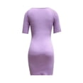 thumbnail image 5 of Bigersell Robes d'Été pour Femmes 2023 Mode Plage Femmes Été Uni Patchwork Amincissant Manches Courtes Robe Mini Dos Nu Robe Grande Taille pour Femmes Robe de Bal, Style 19207, Violet P, 5 of 5