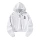 thumbnail image 5 of Sudadera con capucha corta para mujer Ropa con hombros caídos Ropa deportiva de manga larga Sudadera con capucha holgada con cordón S, 5 of 8